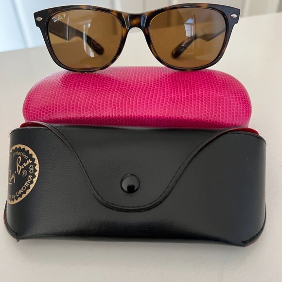 RAY-BAN "New Wayfarer" Classic Polarized Sunglasses - Size 55-18 - Brown - EUC - Picture 7 of 12
